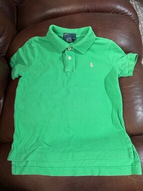 Ralph Lauren Girls Green Polo with Pink Pony
